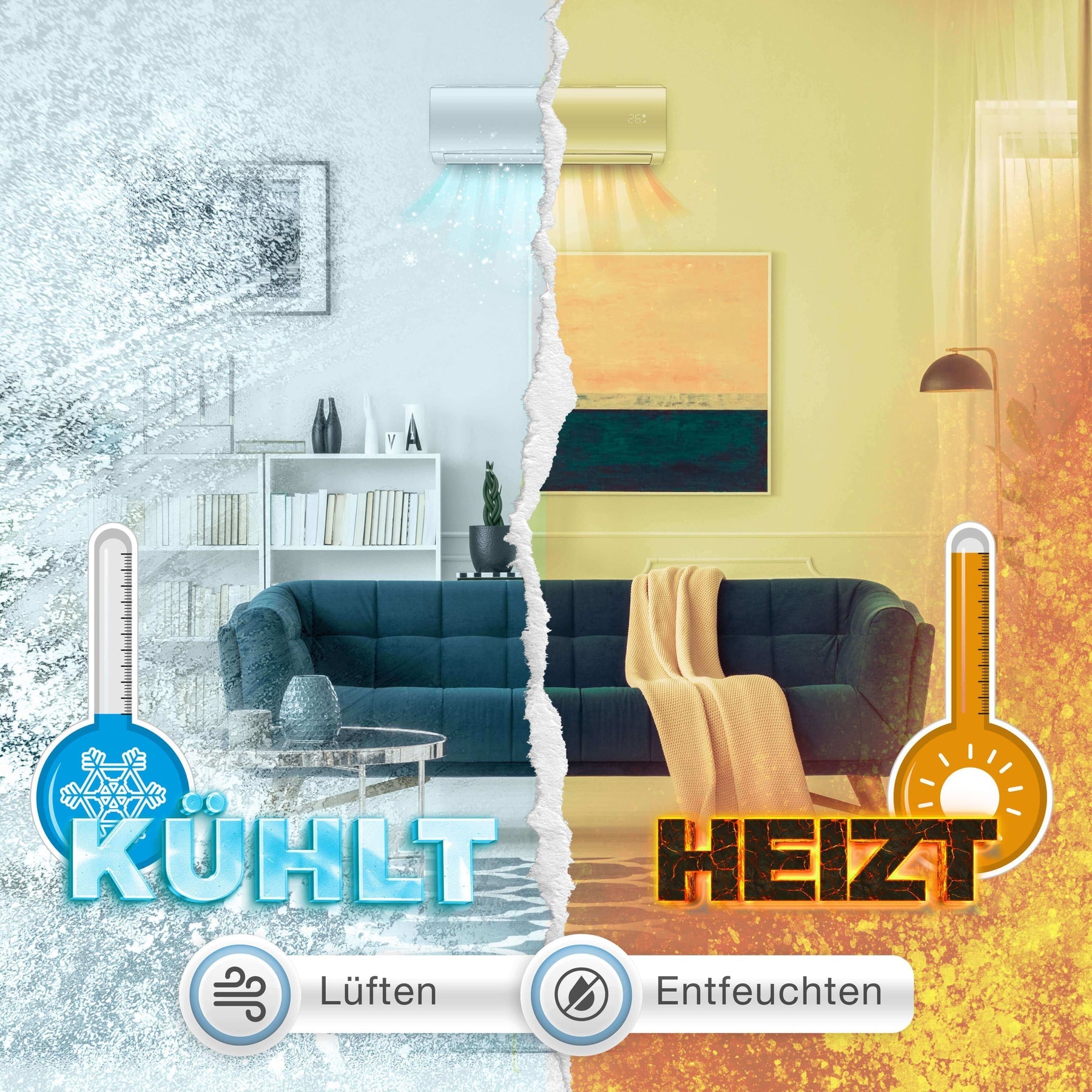 Kältebringer® Multisplit Klimaanlage Duo - 5,2kW 18.000 BTU - 2 Wandgeräte