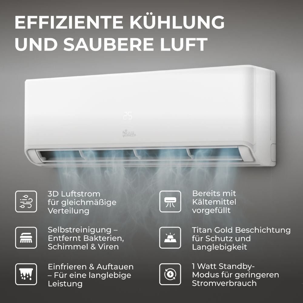 Kältebringer® R290 Split Klimaanlage Quick Connect 12.000 BTU (3,7kW) Komplettset