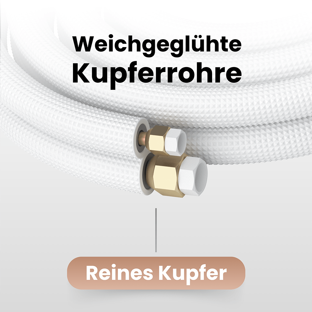 Kältebringer® 1-15m Kältemittelleitung 1/4“ + 3/8" Montage-Set für Split-Klimaanlage (4-adrig)