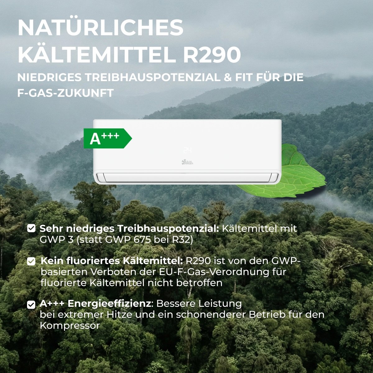 Kältebringer R290 A+++ Split Klimaanlage 18.000 BTU (5,4kW)